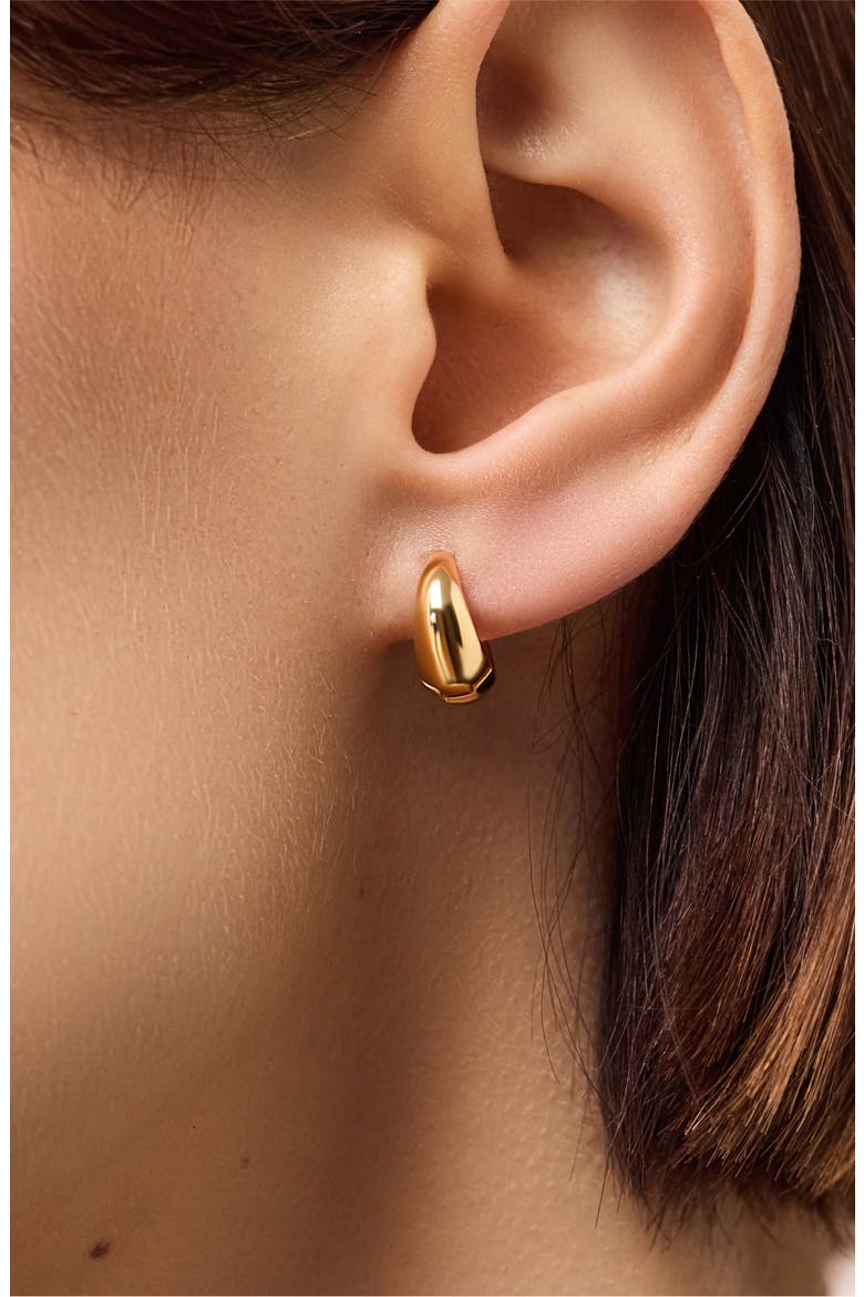 Solid Yellow Gold - Tapered Mini Huggie Hoops, Alternate, color, Gold