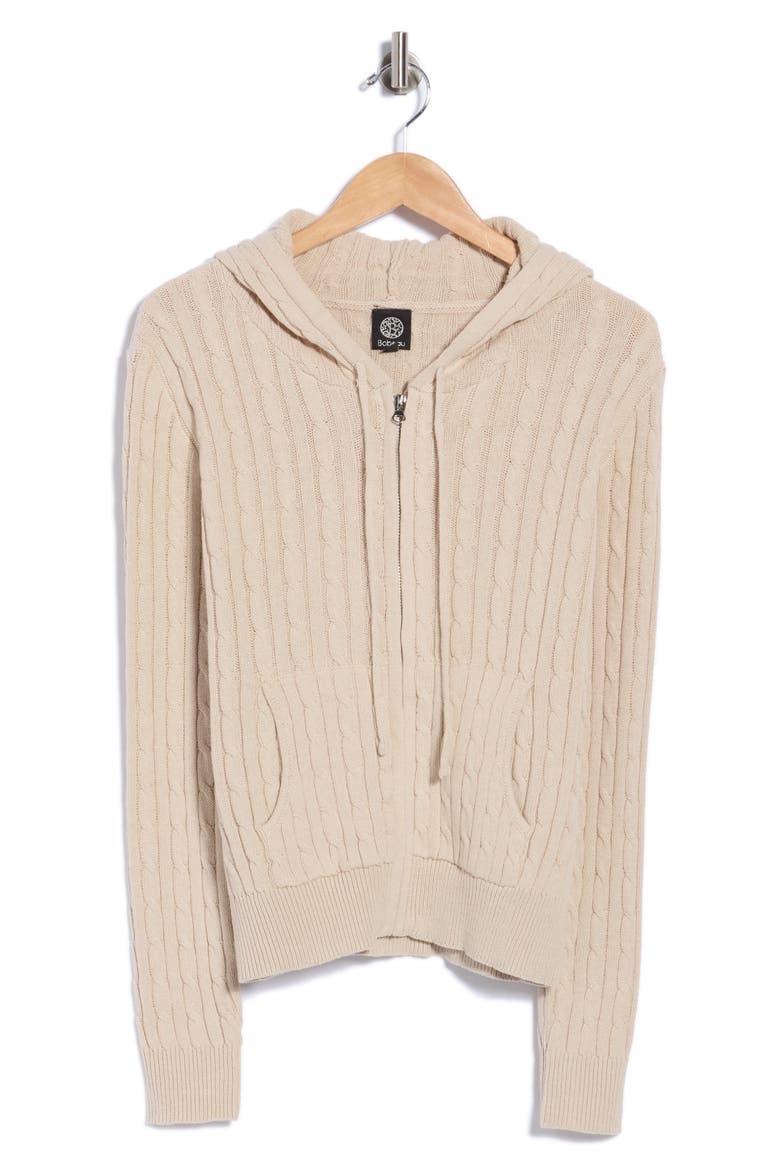 Cable Knit Zip Hoodie, Main, color, OATMEAL