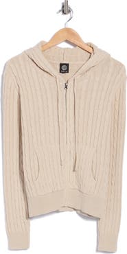 Bobeau Cable Knit Zip Hoodie