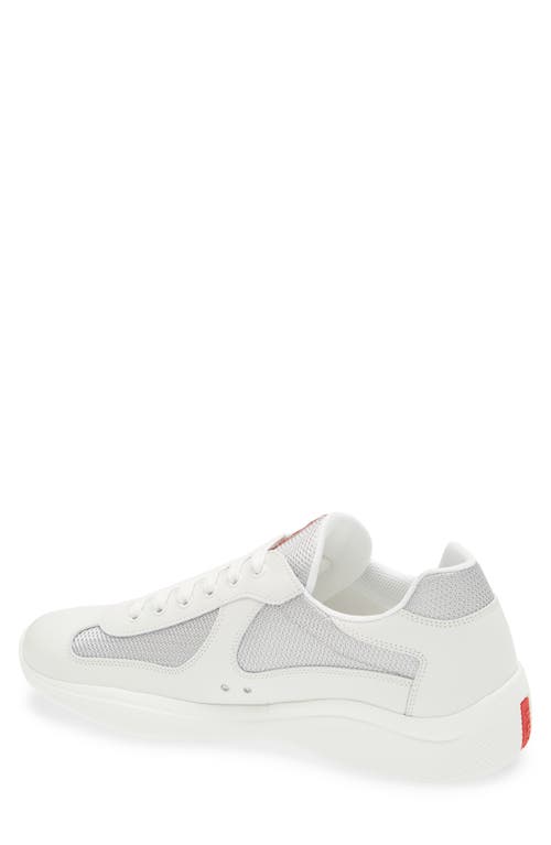 Shop Prada America's Cup Soft Bike Low Top Sneaker In Bianco/argento