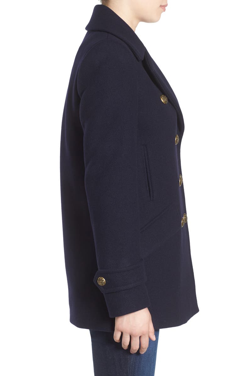 French Connection Wool Blend Peacoat, Alternate, color, 