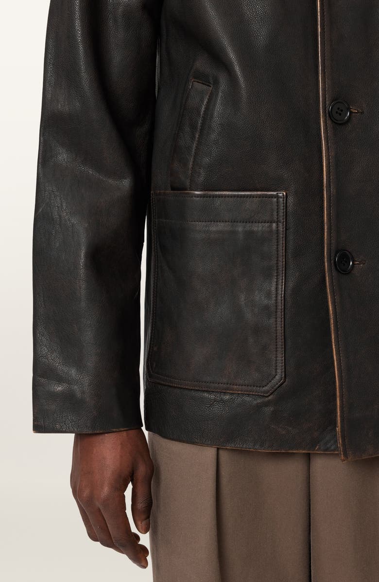 AllSaints Hartwell Leather Western Coat, Alternate, color, Cognac Brown