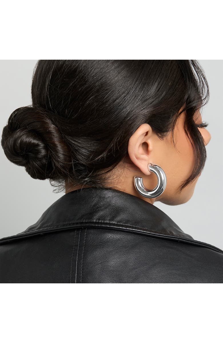 BCBG Generation Chunky Silver-Tone Hoop Earrings, Alternate, color, Silver