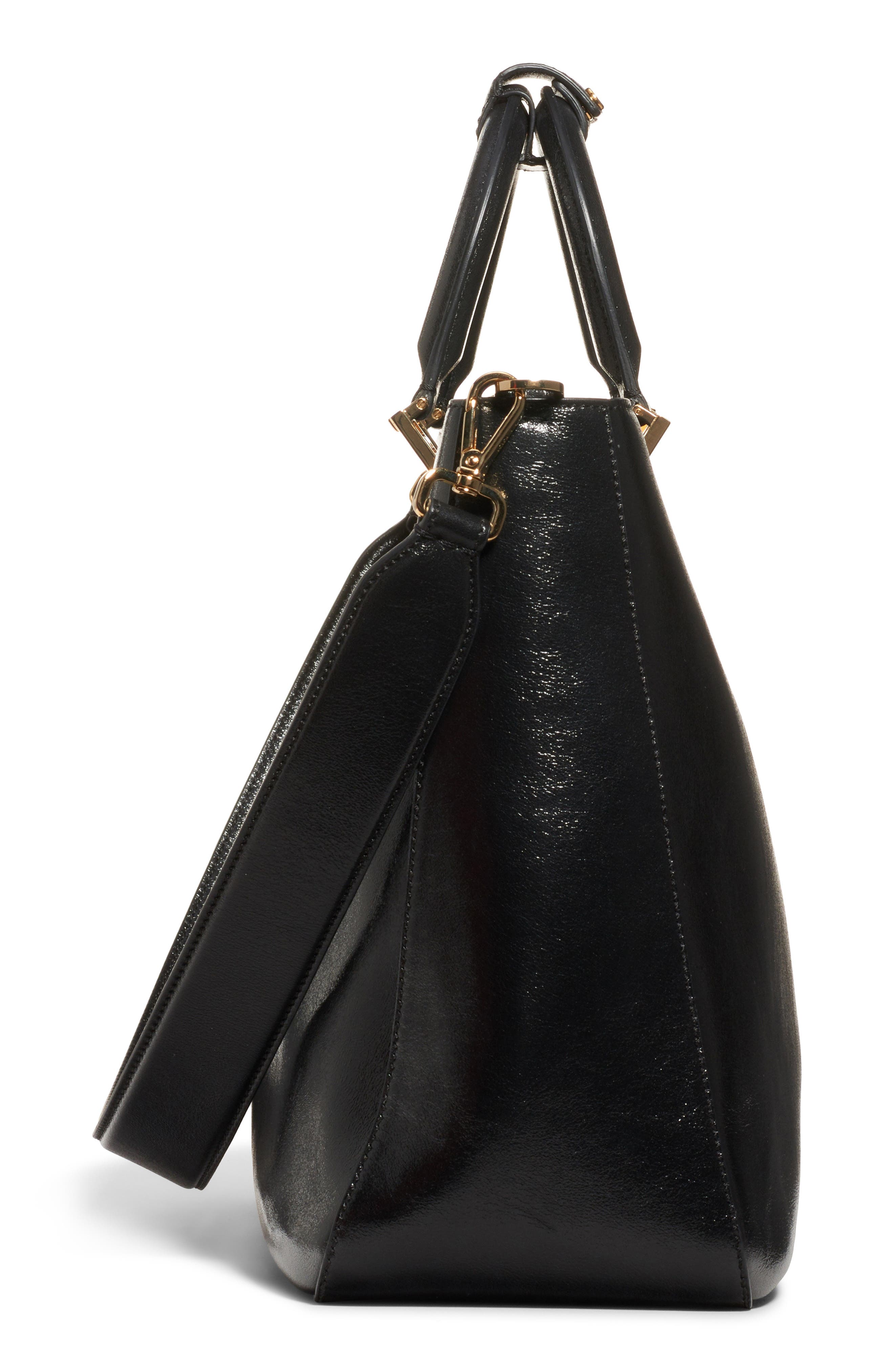 Fendi Medium FF Top Handle Leather Tote, Alternate, color, 