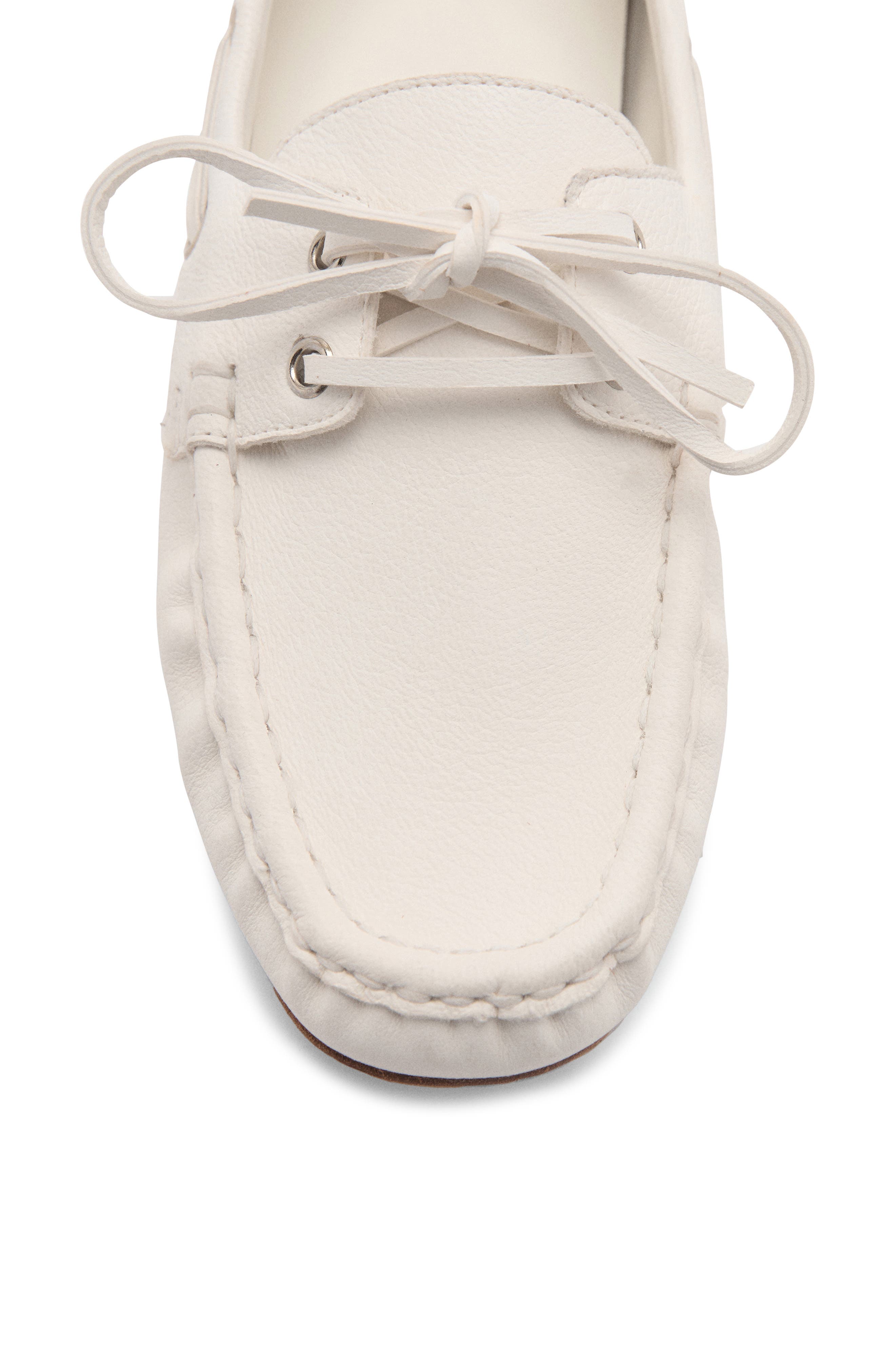 MANGO Lace-Up Leather Boat Shoe, Alternate, color, White