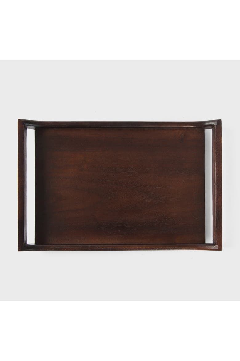 Acacia Wood Serving Tray Set of 2, Alternate, color, Walnut
