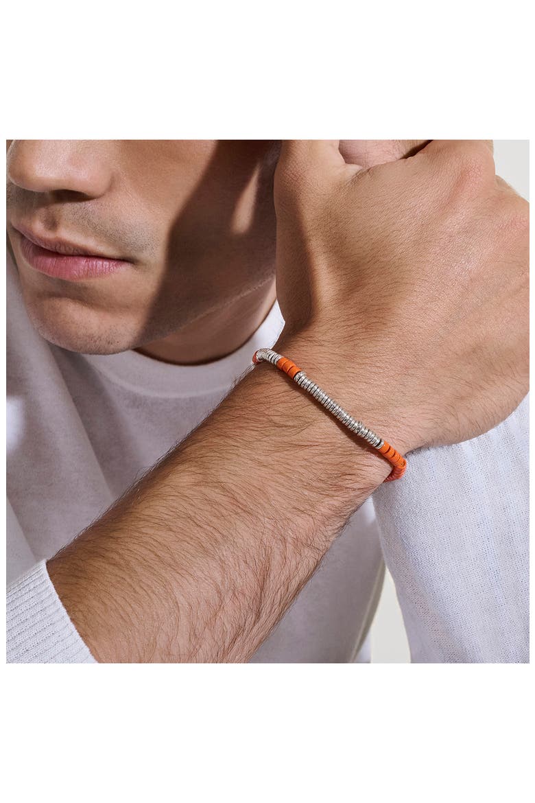 Heishi Bracelet, Alternate, color, SILVER/ ORANGE