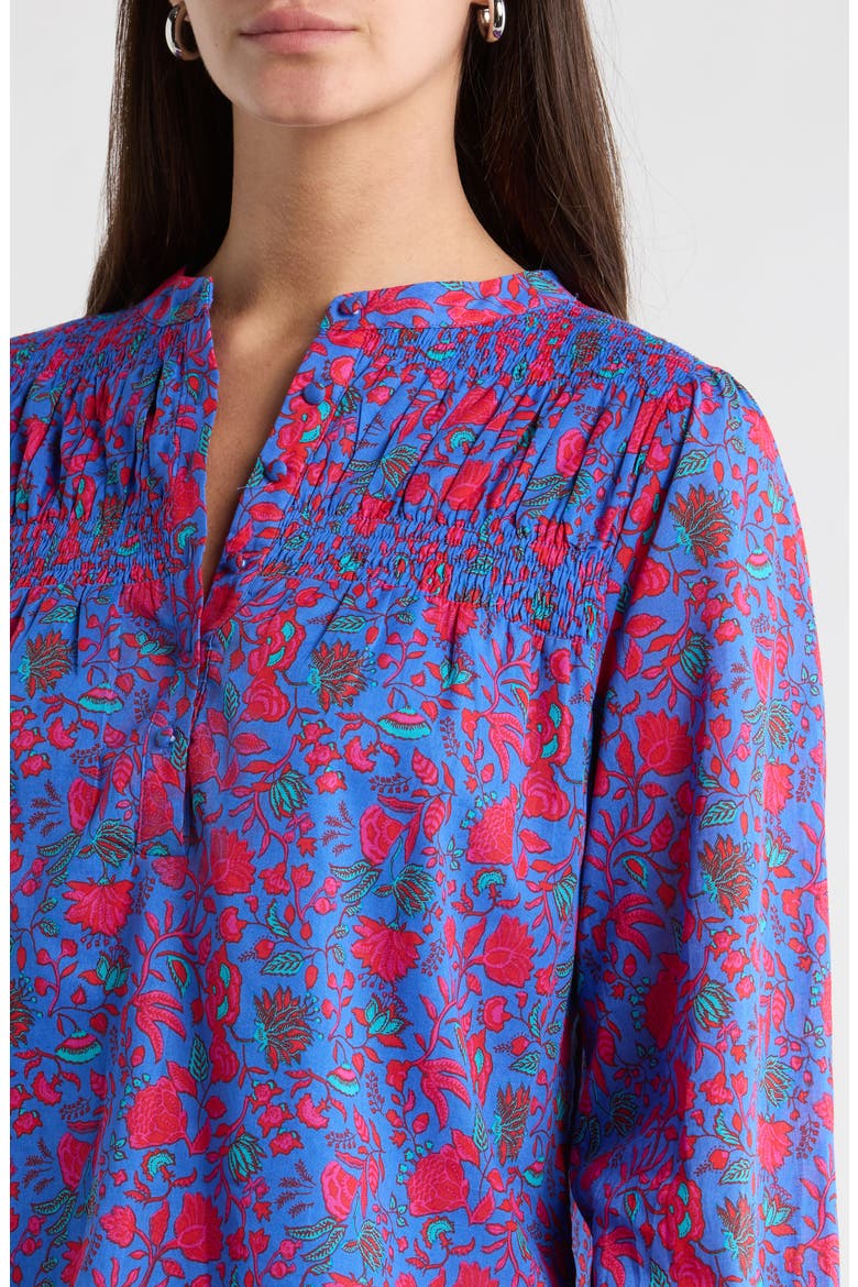 Tanya Floral Cotton Top, Alternate, color, BLUE-FUCHSIA