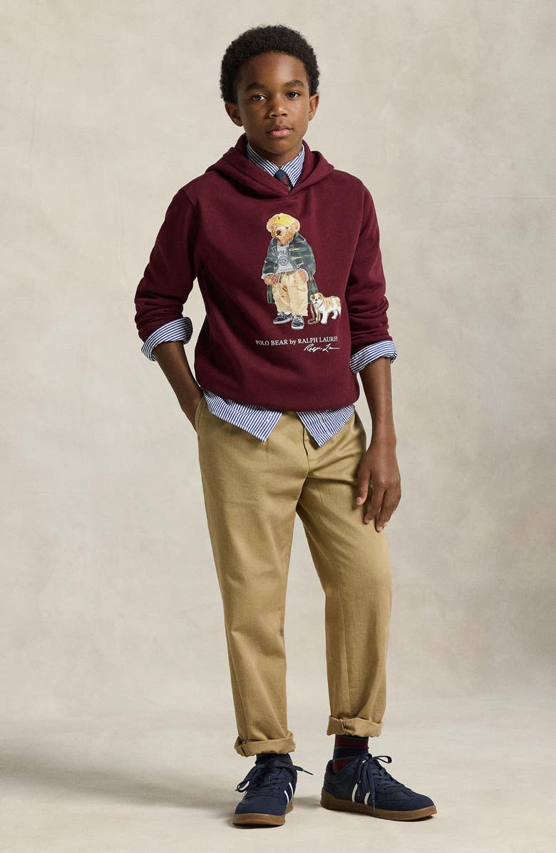 Polo Ralph Lauren Kids' Polo Bear Fleece Graphic Hoodie, Alternate, color, Wine