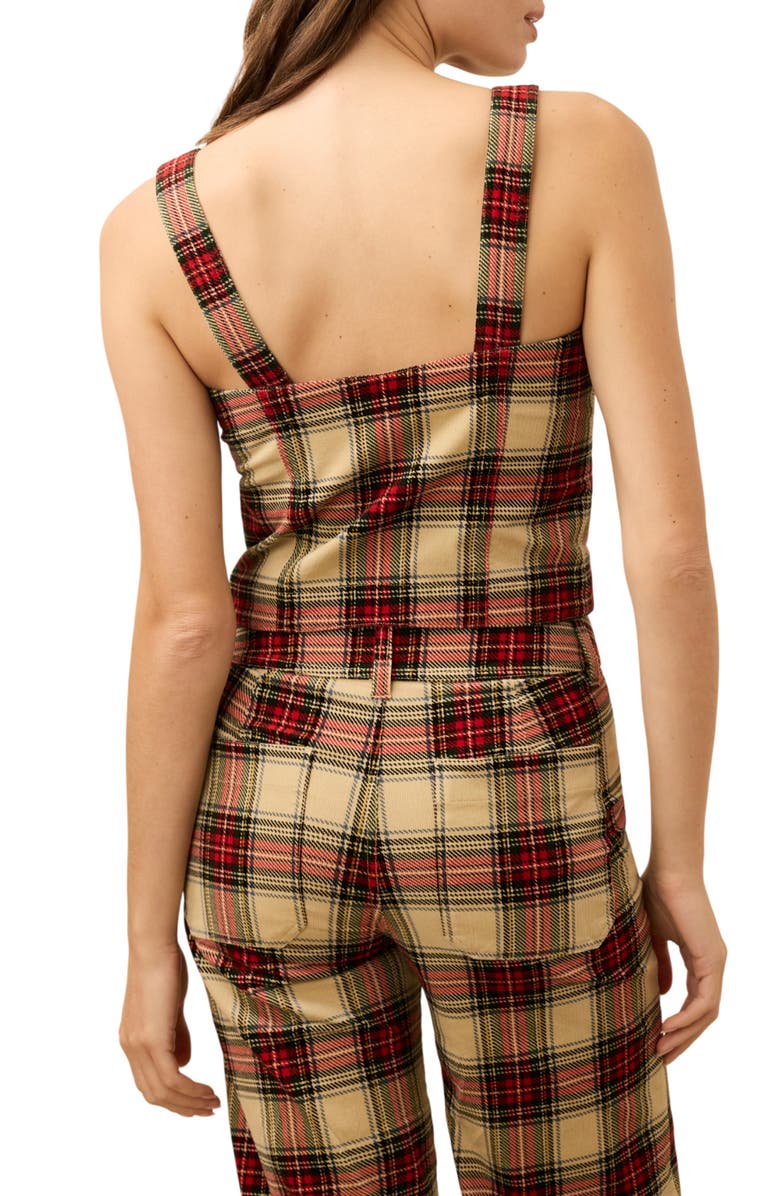 Faherty High Ridge Plaid Organic Cotton Corduroy Bustier, Alternate, color, Winterstone Plaid