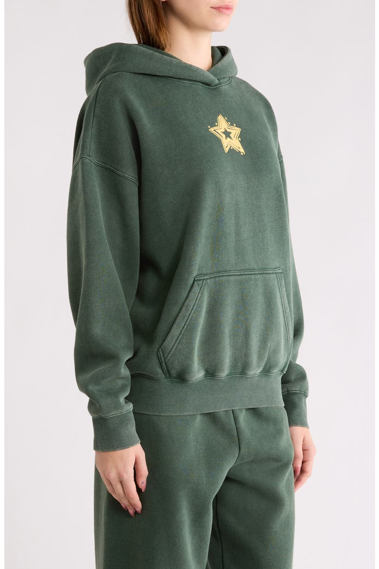 Star Graphic Hoodie, Alternate, color, FOREST GREEN