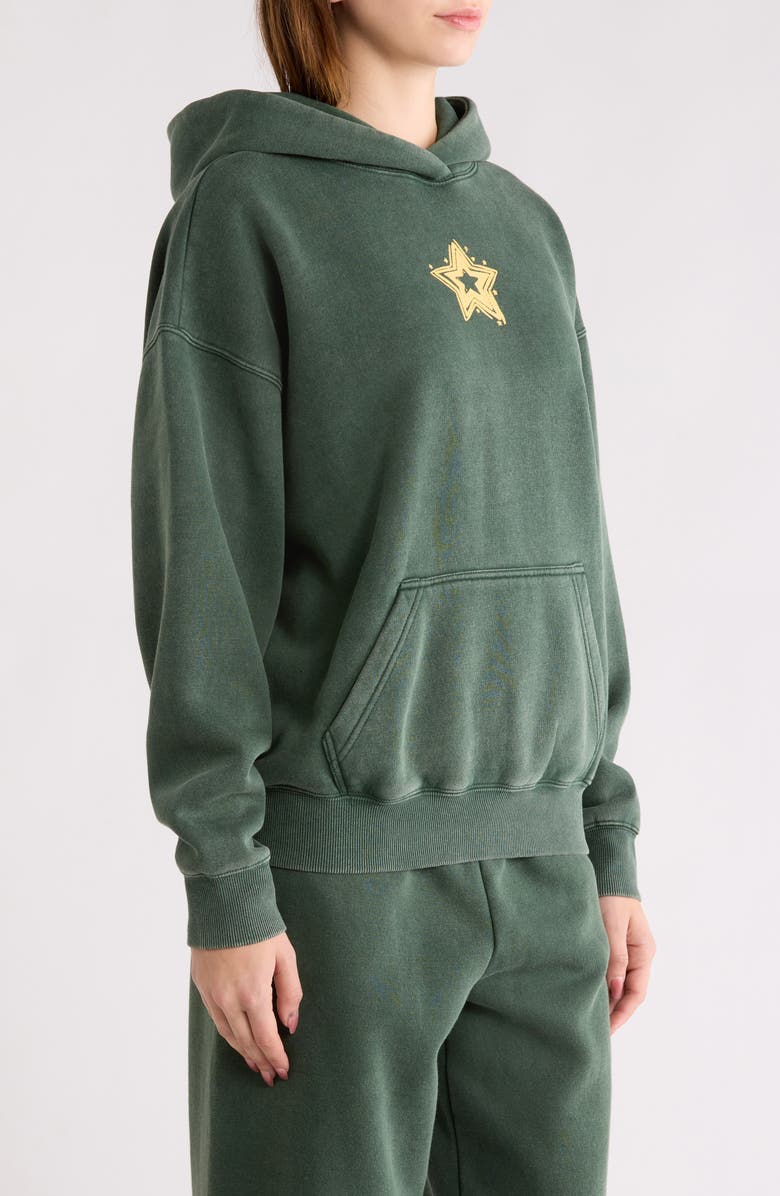 PacSun Star Graphic Hoodie, Alternate, color, Forest Green