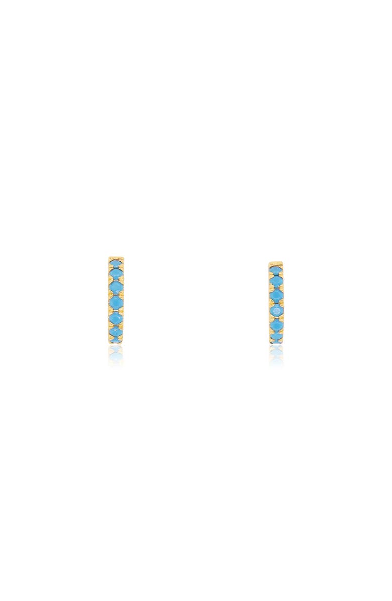 The Lovery Fine Jewelry Turquoise Huggie Hoop Earrings, Alternate, color, Turquoise