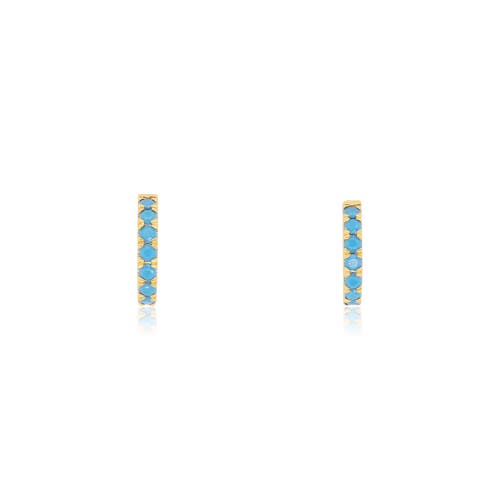 The Lovery Fine Jewelry Turquoise Huggie Hoop Earrings In Gold