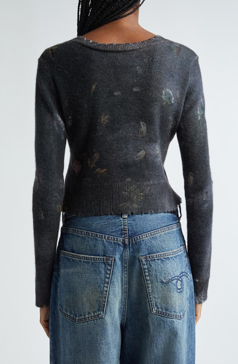 R13 Floral Distressed Cashmere Baby Cardigan, Alternate, color,