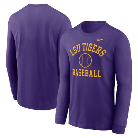 Men's Nike Purple LSU Tigers Essential Baseball Arch Long Sleeve T-Shirt