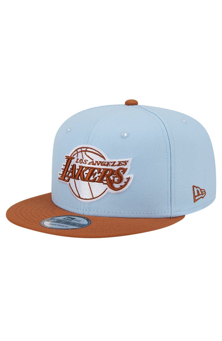 New Era Men's New Era Light Blue/Brown Los Angeles Lakers 2-Tone Color Pack 9FIFTY Snapback Hat, Main, color,