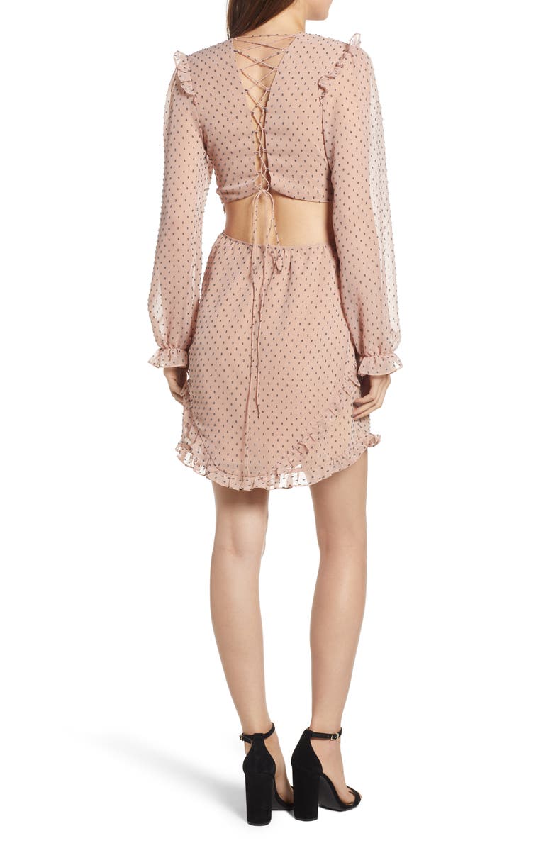 WAYF Allegria Lace-Up Minidress, Alternate, color, 