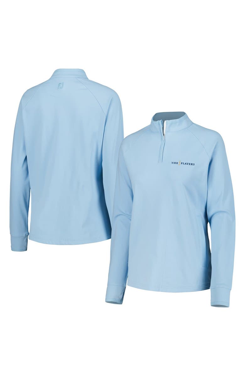 FOOTJOY Women's FootJoy Blue THE PLAYERS Quarter-Zip Raglan Sweatshirt, Main, color, 