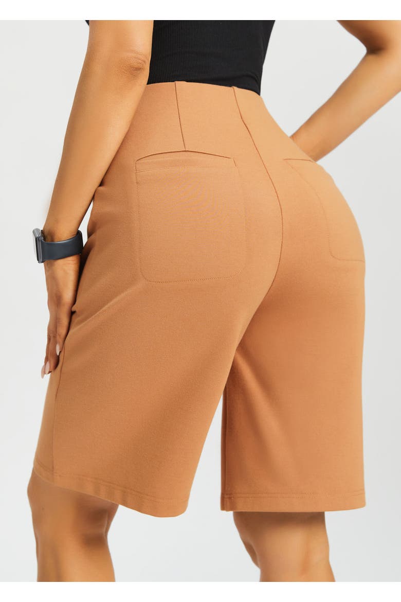 Atlantic Wide Leg Bermuda Shorts Stretch Ponte, Alternate, color, Sandalwood