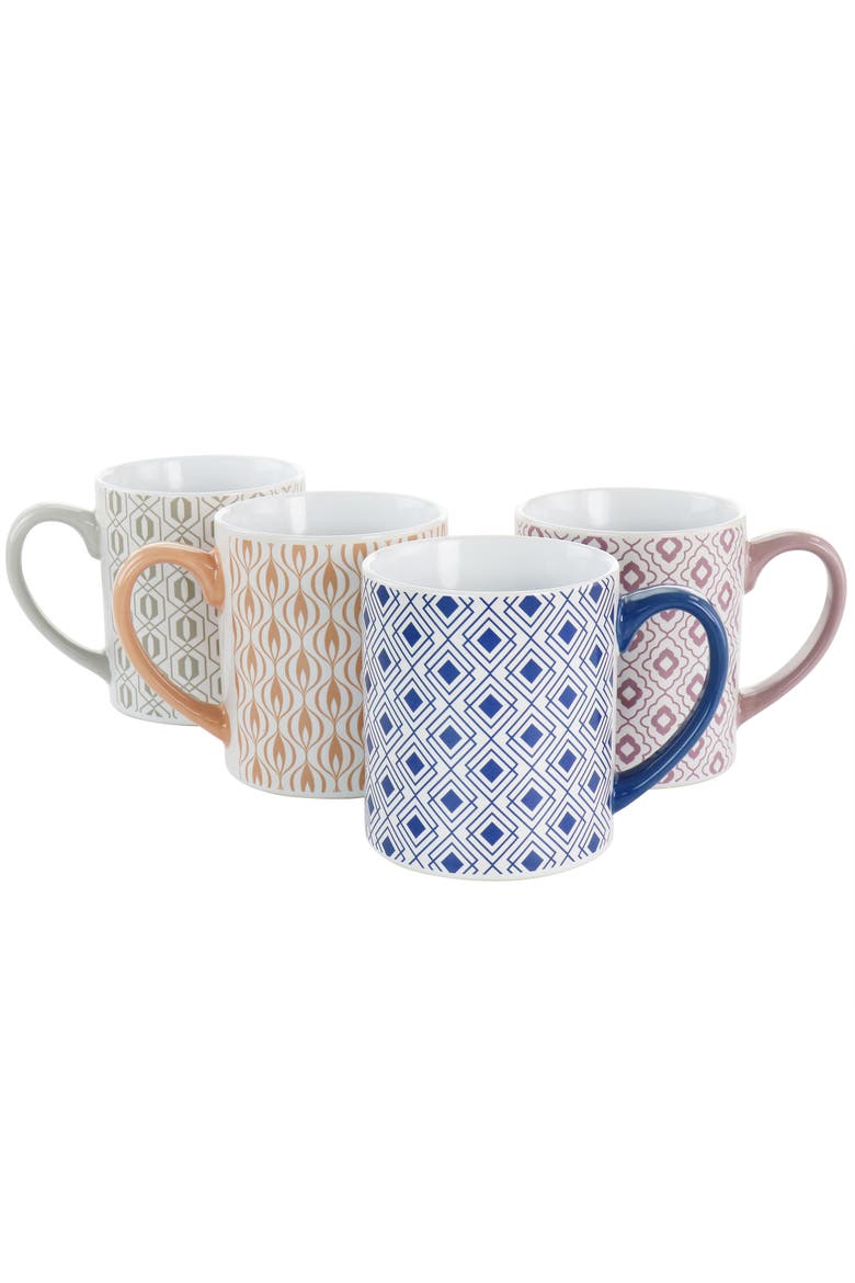 Bliss 4 Piece 20oz Can Shaped Stoneware Mug Set, Main, color, Blue