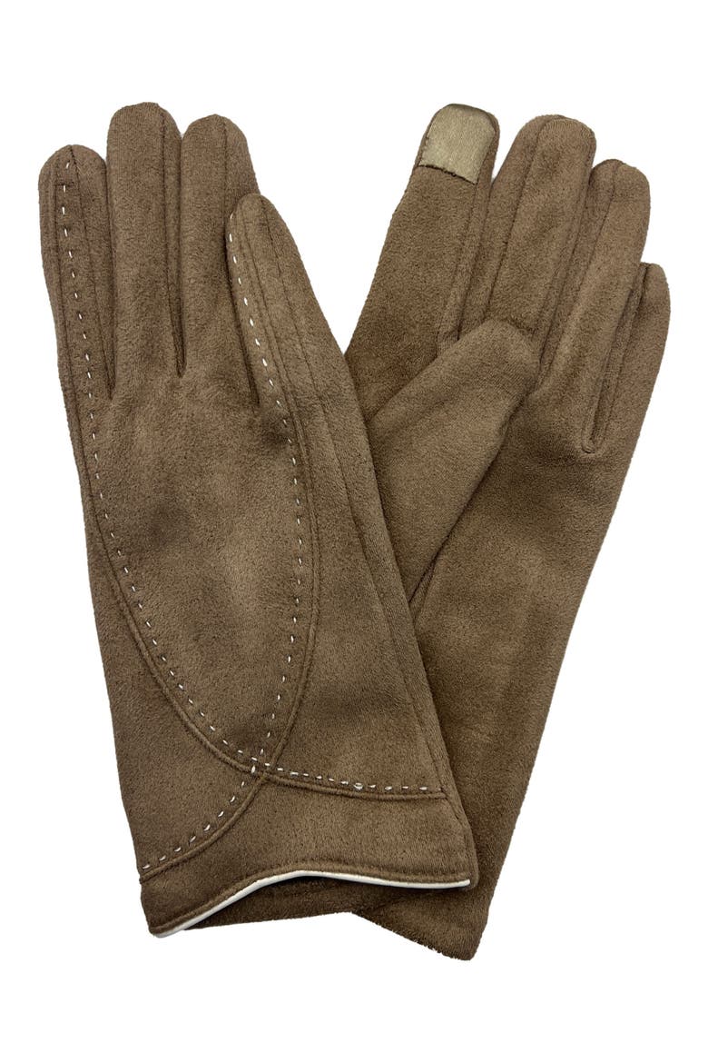 Faux Suede Gloves, Main, color, TAUPE