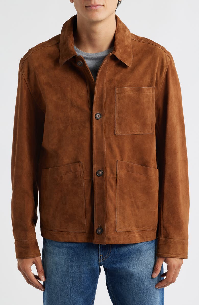 BOSS Markuedo Suede Jacket, Alternate, color, Medium Brown
