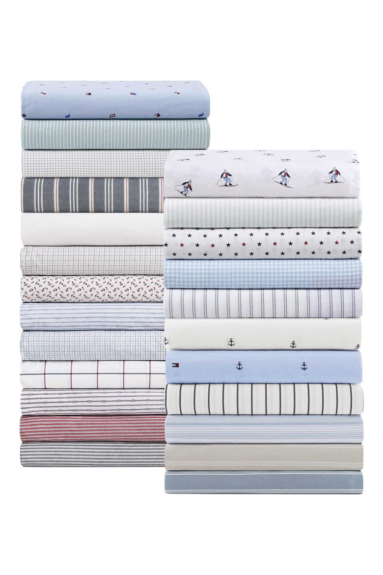 Aspen Ski Slopes 200 Thread Count Cotton Percale Sheet Set, Alternate, color, WHITE/ BLUE