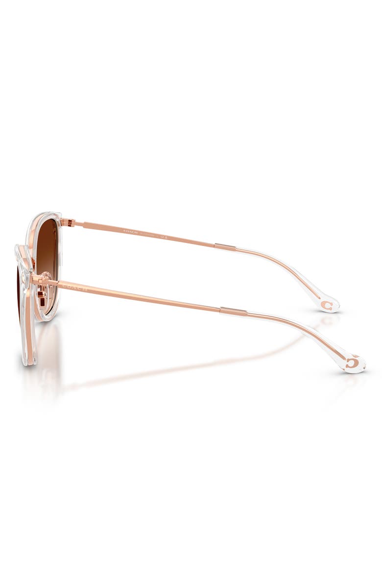 COACH 54mm Gradient Polarized Square Sunglasses, Alternate, color, Rose Gold / Crystal/ Brown