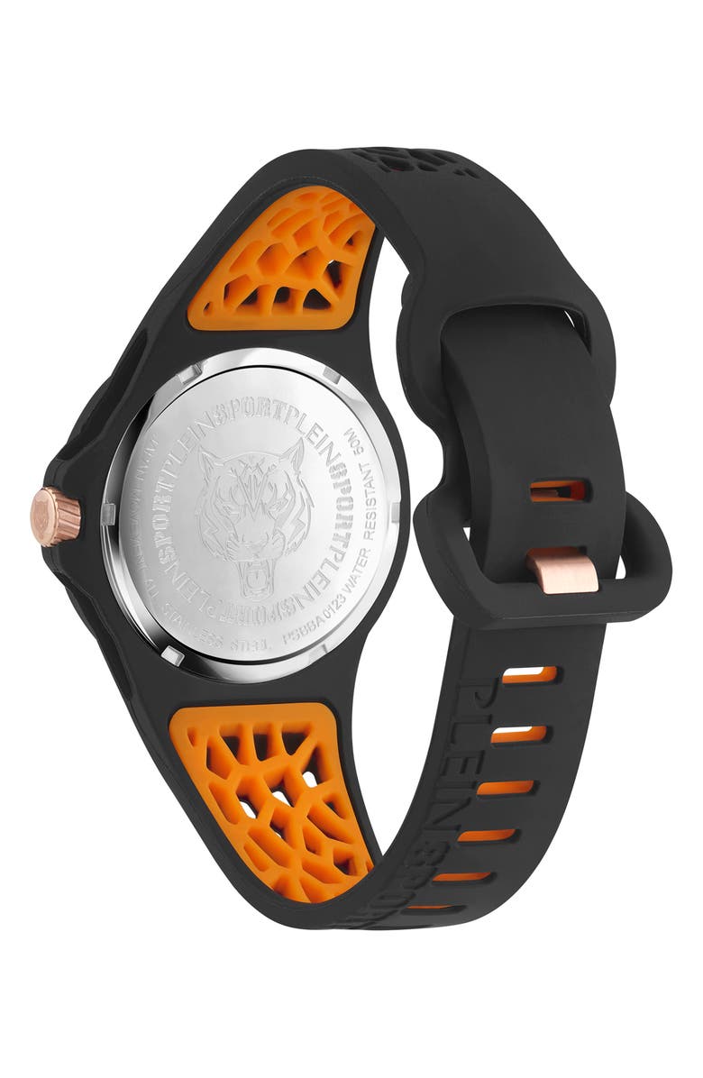 PLEIN SPORT Three-Hand Quartz Silicone Strap Watch, 40mm, Alternate, color, Black