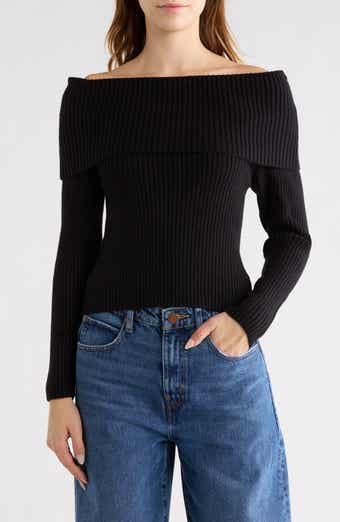 BLANKNYC Off the Shoulder Rib Sweater