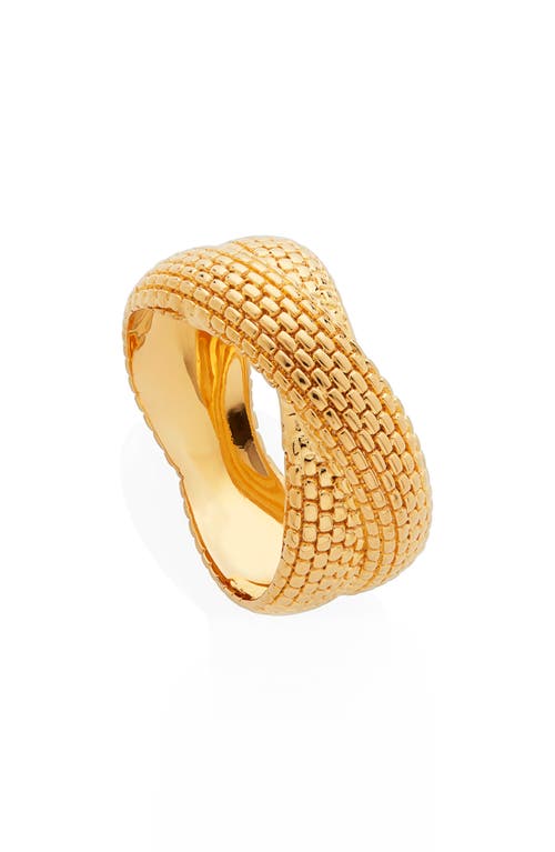Monica Vinader Heirloom Woven Crisscross Ring in Yellow Gold 