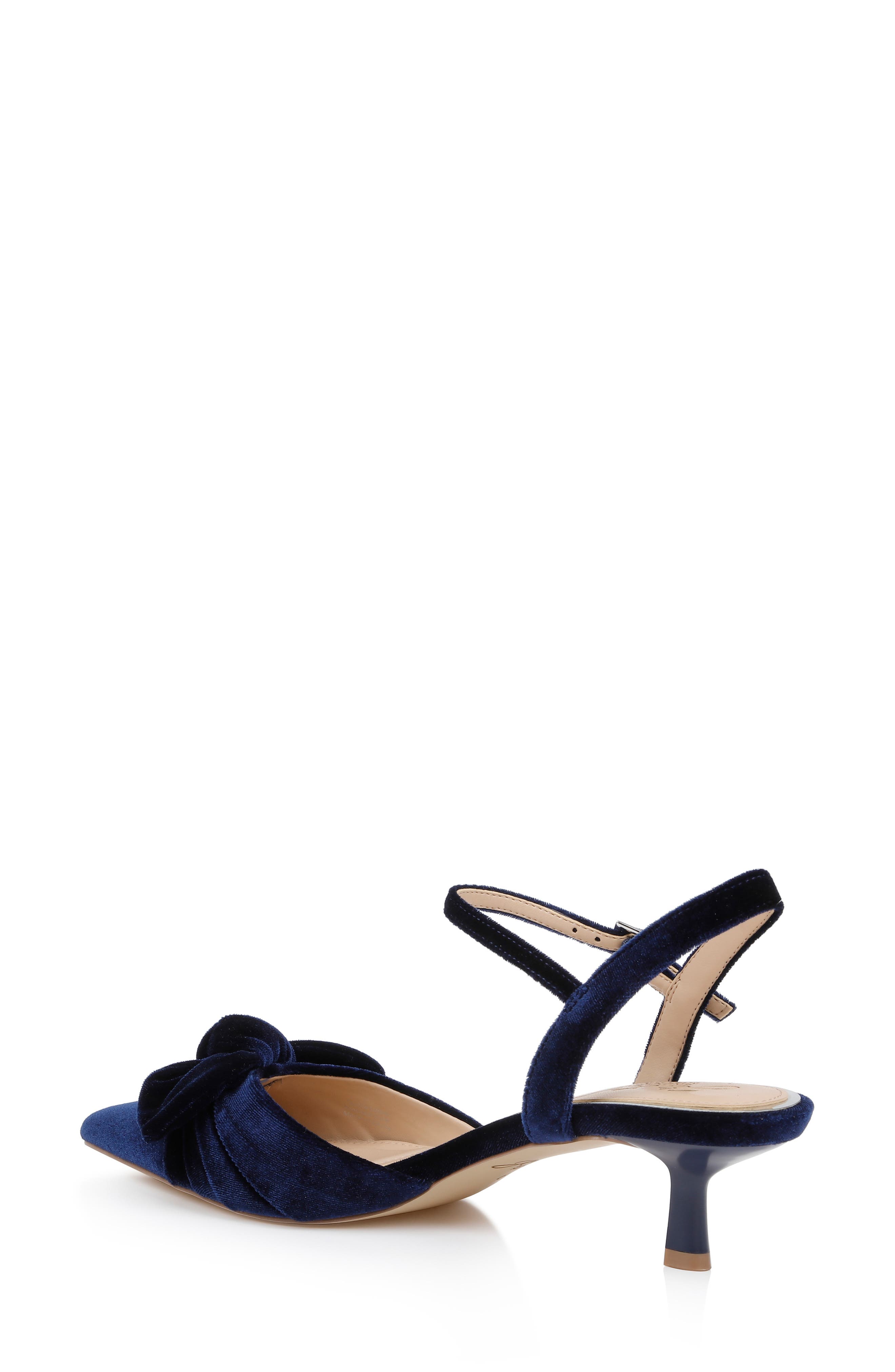 Ember Ankle Strap Pointed Toe Kitten Heel Pump, Alternate, color, NAVY VELVET