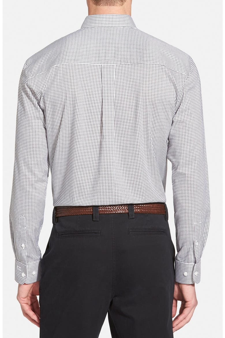 'Epic Easy Care' Classic Fit Wrinkle Free Tattersall Plaid Sport Shirt, Alternate, color, BLACK
