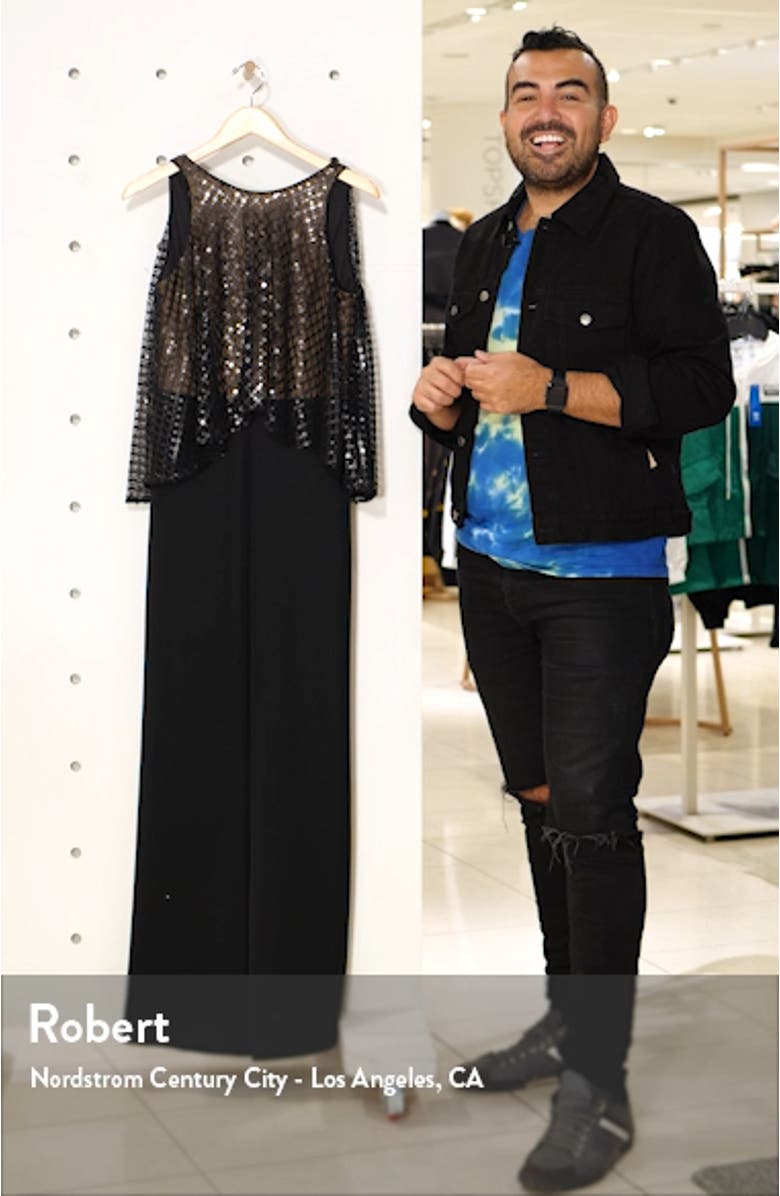 Sequin Overlay Wide Leg Jumpsuit, sales video thumbnail