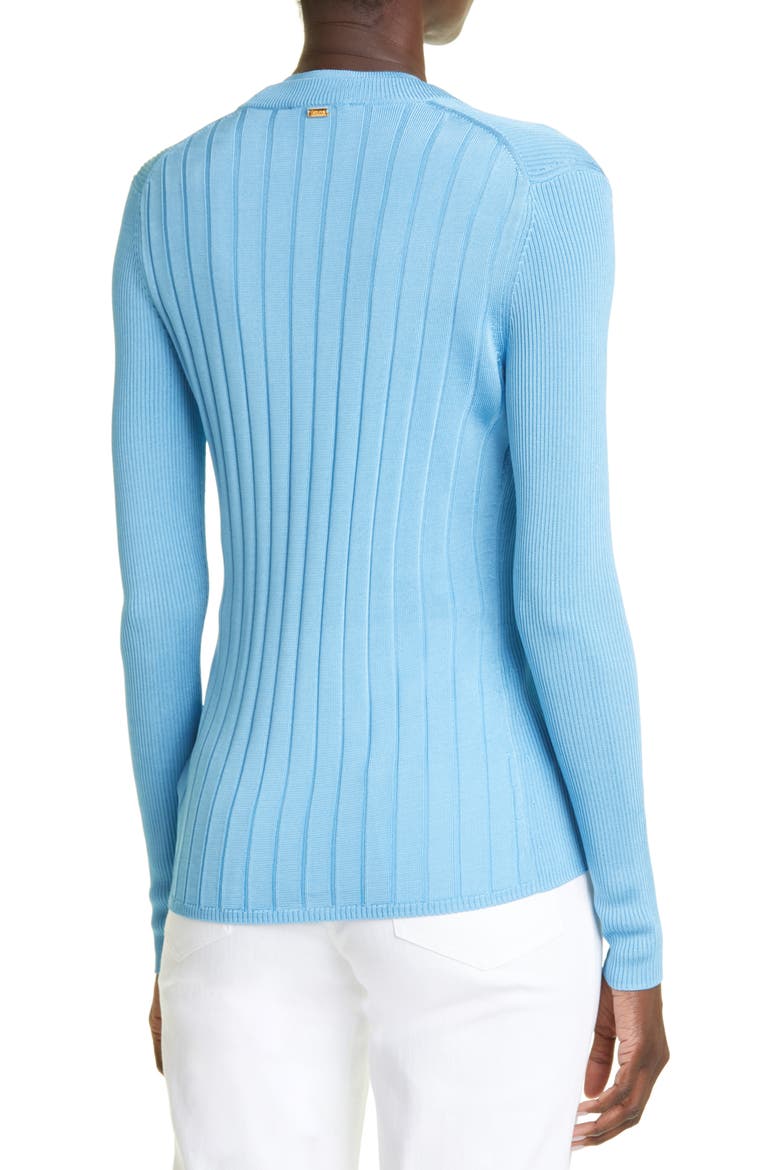 Mixed Rib V-Neck Cardigan, Alternate, color, BLUE