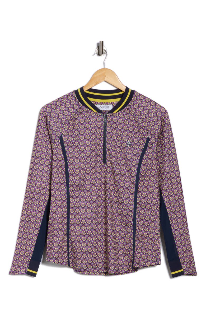 ORIGINAL PENGUIN GOLF Sun Protection Quarter Zip Sweatshirt, Main, color, Black Iris