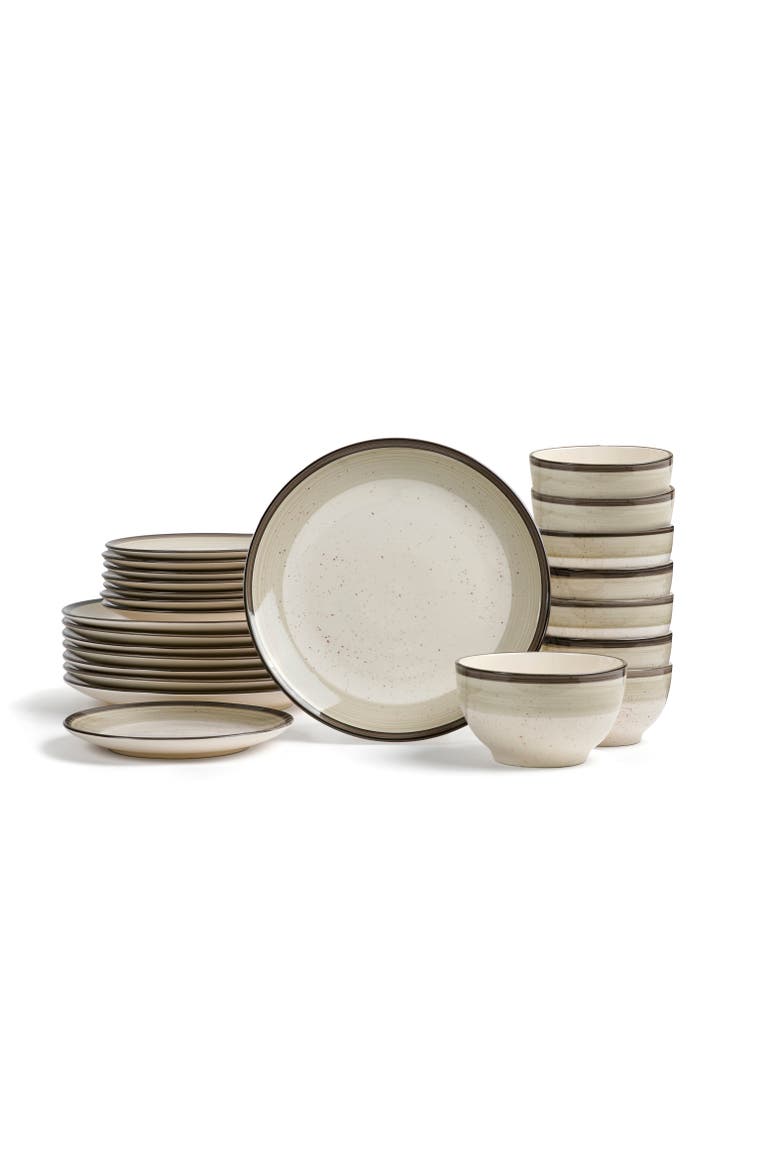 Harlow Earthenware 24-Piece Dinnerware Set, Main, color, Beige