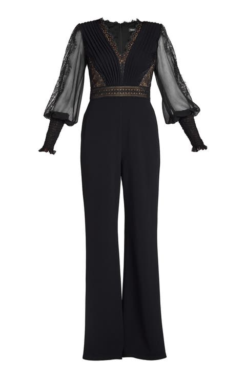 Pintuck Pleat Long Sleeve Jumpsuit