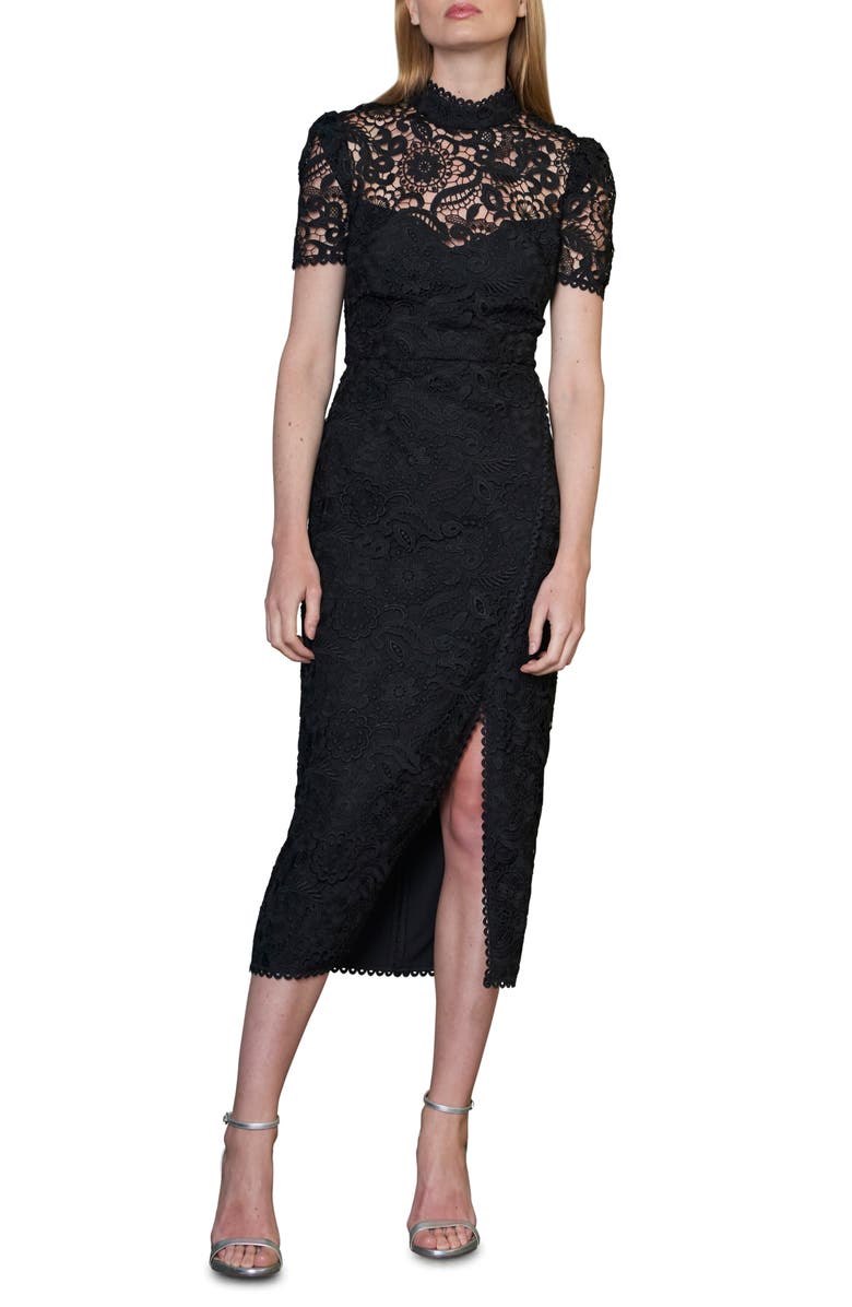 ML Monique Lhuillier Floral Lace Midi Cocktail Dress, Main, color,