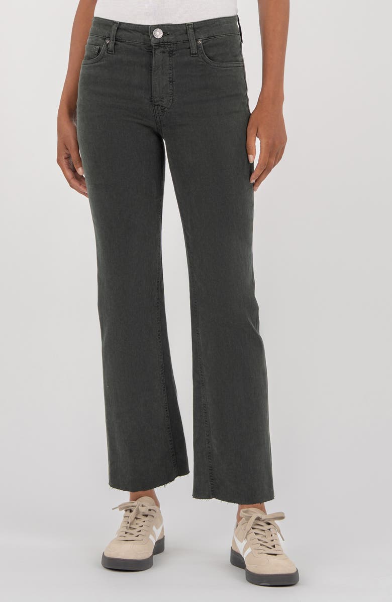 KUT from the Kloth Kelsey Raw Hem Ankle Flare Jeans, Main, color, Pewter Green