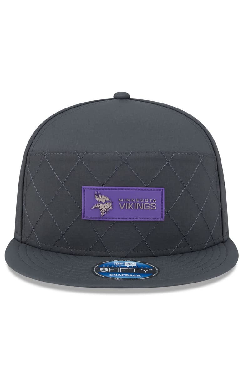 New Era Men's New Era Charcoal Minnesota Vikings 2025 Sideline Cold Weather Split Panel 9FIFTY Snapback Hat, Alternate, color, Charcoal