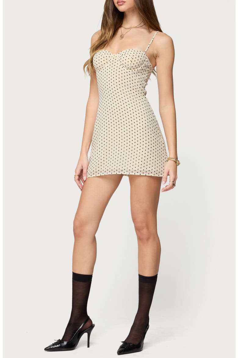 Polka Dot Chiffon Minidress, Alternate, color, CREAM-AND-BLACK
