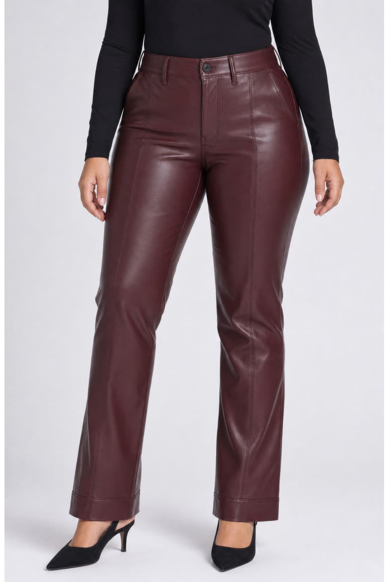 Marilyn Straight Leg Faux Leather Pants, Main, color, BITTER CHOCOLATE