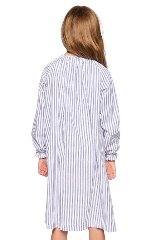 Petite Plume Kids' Delphine Navy French Ticking Stripe Cotton Blend Nightgown In Blue