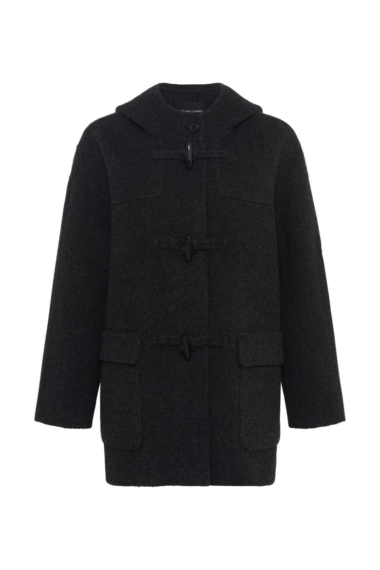 Malina Hooded Wool Coat, Alternate, color, Charcoal