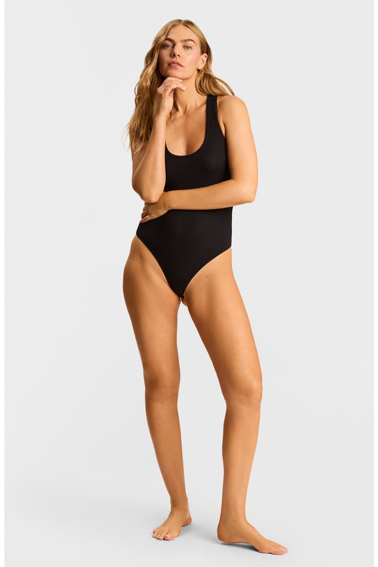 Better Than Basic Rib Racerback Tank Bodysuit, Alternate, color, BLK-BLACK