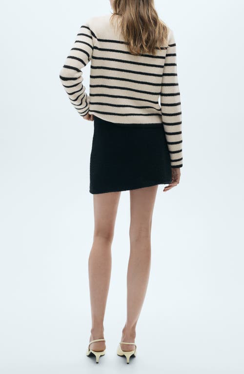 Mango Women's Striped Knitted Jacket In Ecru