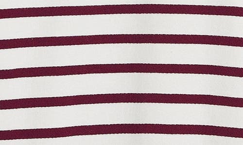 Boden Button Detail Stripe Cotton Sweatshirt In White
