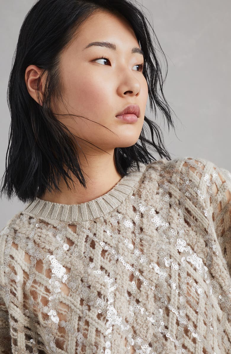 Brunello Cucinelli Sweater with Dazzling Embroidery, Alternate, color, 